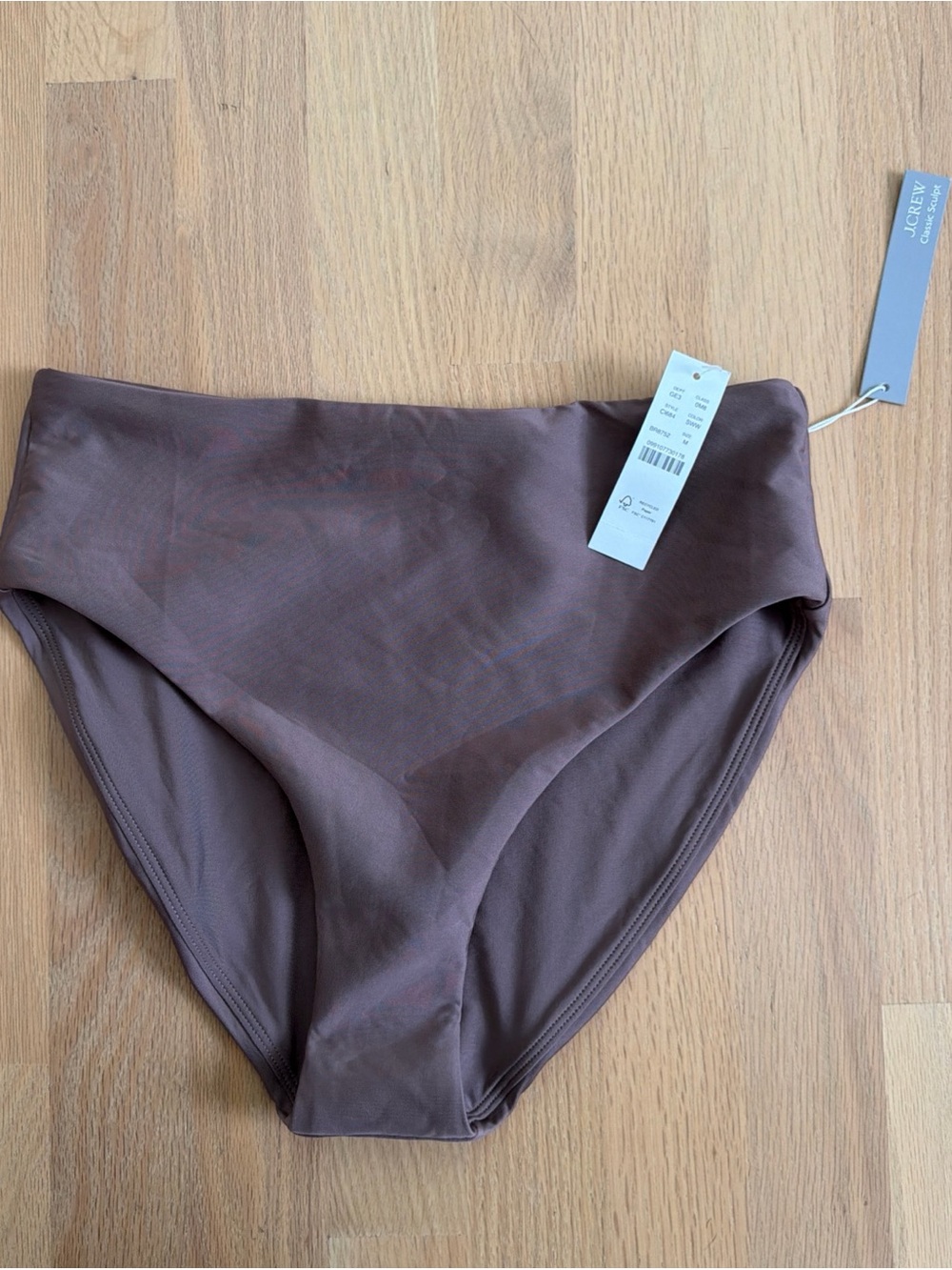 J.Crew Bikini Bottom Women M Brown Classic Sculpt High Leg Full Coverage NWT